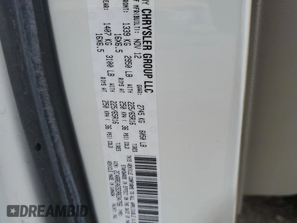 2013 Ram Cargo Van Tradesman с VIN 2C4RRGAG5DR634756, выставлен на аукционе Copart как лот 55636215 с пробегом 47 218 миль миль и Списание • Salvage title. История ставок и продаж доступна на DreamBid. Изображение 13.