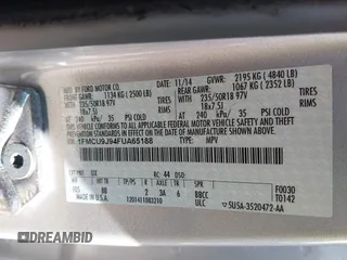 2015 Ford Escape Titanium with VIN 1FMCU9J94FUA65188, listed as a IAAI auction lot 42516728 with 65,969 mi miles and . Bid and sale history available at DreamBid. Image 9.