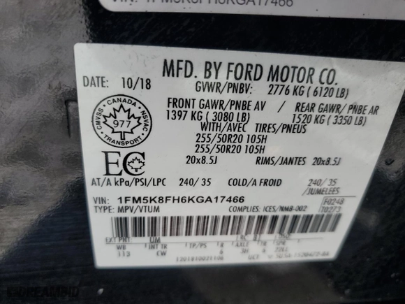2019 Ford Explorer Limited with VIN 1FM5K8FH6KGA17466, listed as a Copart auction lot 42386675 with 72,191 mi miles and Salvage Title. Bid and sale history available at carsss.com. Image 14.