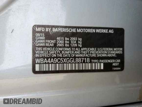 2016 BMW 4 Series 428i with VIN WBA4A9C5XGGL88718, listed as a Copart auction lot 74292714 with 123,185 mi miles and Salvage Title. Bid and sale history available at carsss.com. Image 13.