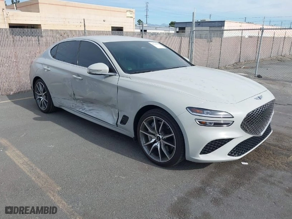 2025 Genesis G70 2.5T with VIN KMTG34SC6SU147814, listed as a IAAI auction lot 41398793 with 7,314 mi miles. Bid and sale history available at carsss.com. Image 1.