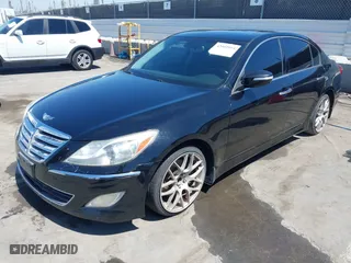 2013 Hyundai Genesis 3.8L with VIN KMHGC4DD1DU238010, listed as a IAAI auction lot 42002064 with 117,658 mi miles. Bid and sale history available at carsss.com. Image 2.