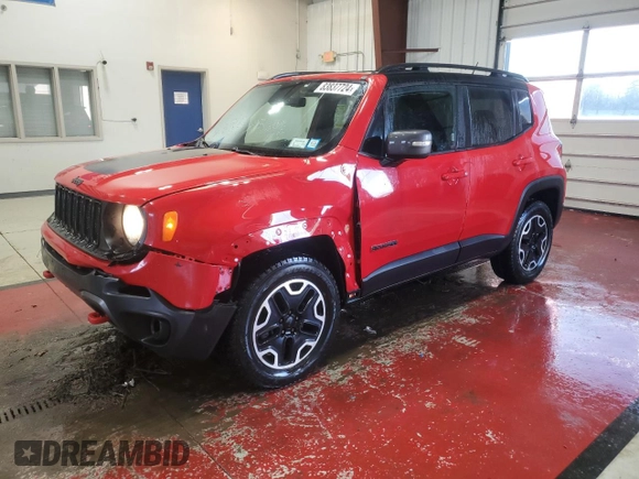 2016 Jeep Renegade Trailhawk with VIN ZACCJBCT8GPC75793, listed as a Copart auction lot 83837724 with 133,658 mi miles and Salvage Title. Bid and sale history available at carsss.com. Image 1.