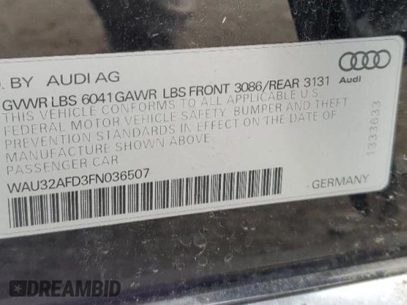 2015 Audi A8 L 4.0T with VIN WAU32AFD3FN036507, listed as a Copart auction lot 49121635 with 77,257 mi miles and Salvage Title. Bid and sale history available at carsss.com. Image 12.