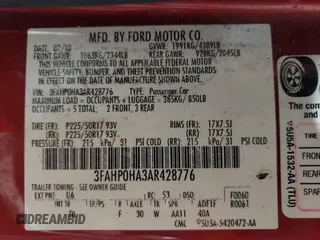 2010 Ford Fusion SE z VIN 3FAHP0HA3AR428776, wystawiony jako Copart lot #56866675 z przebiegiem 255 269 mil mil oraz Czysty tytuł • Clean title. Historia ofert i sprzedaży dostępna na DreamBid. Obrazek 12.