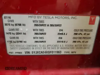 2016 Tesla Model X P90D with VIN 5YJXCAE4XGF011963, listed as a Copart auction lot 49993255 with 139,855 mi miles and Clean Title. Bid and sale history available at carsss.com. Image 14.