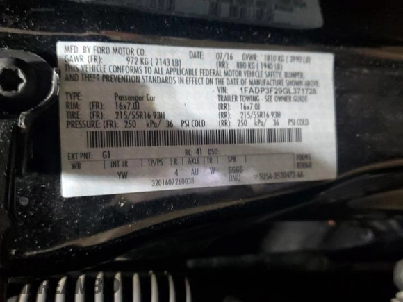 2016 Ford Focus SE with VIN 1FADP3F29GL371728, listed as a Copart auction lot 48871195 with 87,079 mi miles and Salvage Title. Bid and sale history available at carsss.com. Image 12.