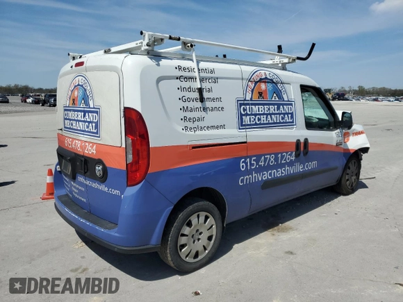 2016 Ram ProMaster City Cargo Tradesman SLT with VIN ZFBERFBT0G6B00196, listed as a Copart auction lot 51330705 with 164,887 mi miles and Salvage Title. Bid and sale history available at DreamBid. Image 3.