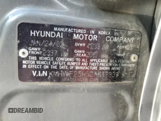 2002 Hyundai Sonata with VIN KMHWF25H52A617339, listed as a Copart auction lot 46359015 with 135,828 mi miles and Salvage Title. Bid and sale history available at carsss.com. Image 12.