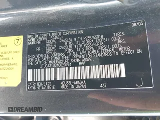 2004 Lexus RX with VIN JTJGA31U240020994, listed as a IAAI auction lot 40697921 with 213,799 mi miles. Bid and sale history available at carsss.com. Image 9.