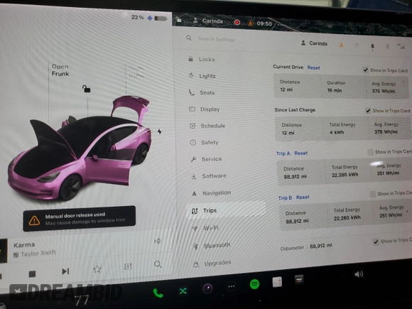 2020 Tesla Model 3 Standard Range Plus with VIN 5YJ3E1EA3LF803784, listed as a Copart auction lot 52881375 with 88,912 mi miles and Salvage Title. Bid and sale history available at DreamBid. Image 9.