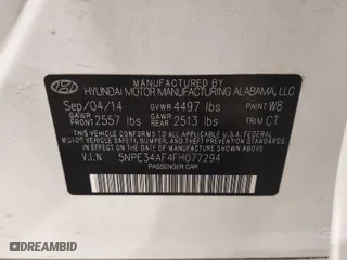 2015 Hyundai Sonata 2.4L Sport with VIN 5NPE34AF4FH077294, listed as a IAAI auction lot 41937309 with 188,192 mi miles. Bid and sale history available at carsss.com. Image 9.