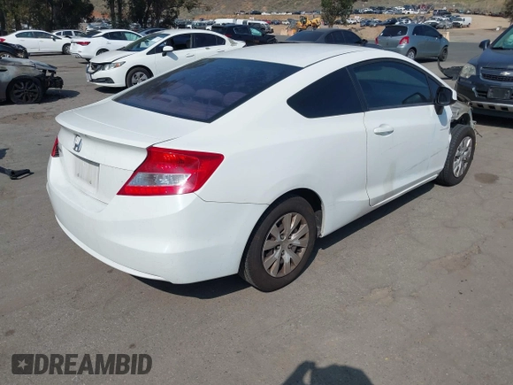 2012 Honda Civic Cpe LX with VIN 2HGFG3B5XCH564353, listed as a IAAI auction lot 42109955 with 158,331 mi miles. Bid and sale history available at carsss.com. Image 4.