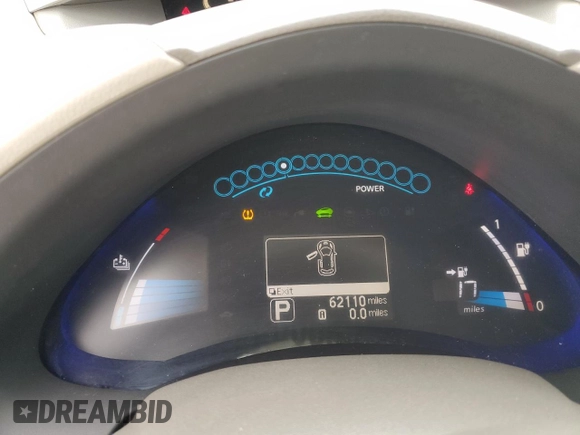 2012 Nissan LEAF SL with VIN JN1AZ0CP4CT019594, listed as a Copart auction lot 56003495 with 62,110 mi miles and Clean Title. Bid and sale history available at DreamBid. Image 9.