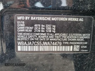 2018 BMW 5 Series 530i xDrive with VIN WBAJA7C55JWA74479, listed as a Copart auction lot 59689085 with 114,329 mi miles and Salvage title. Bid and sale history available at DreamBid. Image 12.