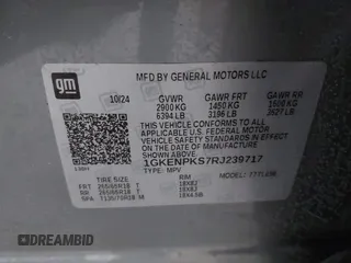 2024 GMC Acadia AWD AT4 z VIN 1GKENPKS7RJ239717, wystawiony jako IAAI lot #41295031 z przebiegiem 523 mil mil oraz . Historia ofert i sprzedaży dostępna na DreamBid. Obrazek 9.