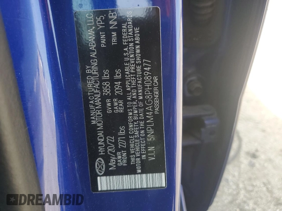 2023 Hyundai Elantra SEL z VIN 5NPLM4AG8PH089477, wystawiony jako Copart lot #53544065 z przebiegiem 61 067 mil mil oraz Szkoda całkowita • Salvage title. Historia ofert i sprzedaży dostępna na DreamBid. Obrazek 12.
