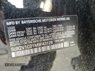 2021 BMW X4 xDrive30i with VIN 5UX2V1C01M9F43128, listed as a Copart auction lot 60580403 with 32,151 mi miles. Bid and sale history available at carsss.com. Image 13.