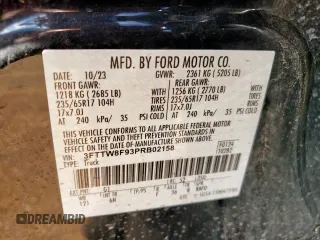 2023 Ford Maverick XL z VIN 3FTTW8F93PRB02158, wystawiony jako Copart lot #65628635 z przebiegiem 3 537 mil mil oraz Szkoda całkowita • Salvage title. Historia ofert i sprzedaży dostępna na DreamBid. Obrazek 12.