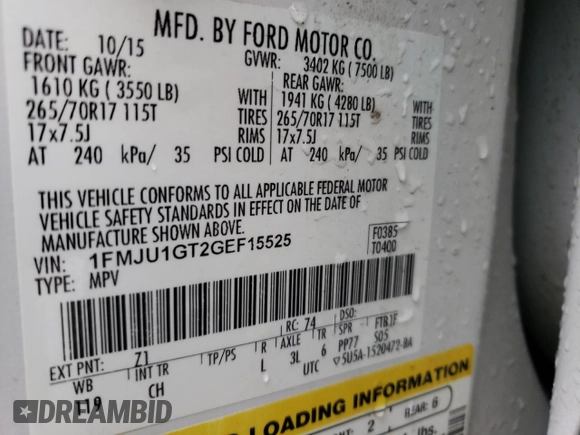 2016 Ford Expedition XL z VIN 1FMJU1GT2GEF15525, wystawiony jako Copart lot #71093384 z przebiegiem 140 109 mil mil oraz Czysty tytuł • Clean title. Historia ofert i sprzedaży dostępna na DreamBid. Obrazek 13.