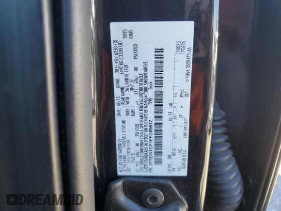 2015 Ford F-150 XL with VIN 1FTEW1CP1FFC69617, listed as a Copart auction lot 45306115 with 178,826 mi miles and Salvage Title. Bid and sale history available at carsss.com. Image 12.