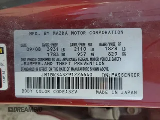 2009 Mazda 3 S Touring with VIN JM1BK343291226640, listed as a Copart auction lot 57021565 with 170,854 mi miles and Salvage title. Bid and sale history available at DreamBid. Image 12.