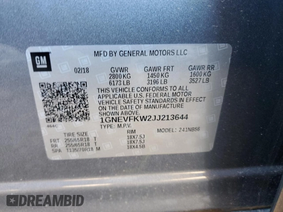 2018 Chevrolet Traverse LS with VIN 1GNEVFKW2JJ213644, listed as a Copart auction lot 48276425 with 93,462 mi miles and Salvage Title. Bid and sale history available at carsss.com. Image 15.
