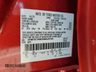 2022 Ford Mustang Mach-E Select с VIN 3FMTK1RM3NMA29169, выставлен на аукционе Copart как лот 61686905 с пробегом 27 707 миль миль и Списание • Salvage title. История ставок и продаж доступна на DreamBid. Изображение 14.