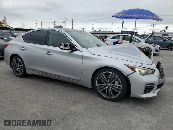 2015 Infiniti Q50 Sport with VIN JN1BV7AP7FM343293, listed as a Copart auction lot 53559645 with 123,386 mi miles and Salvage title. Bid and sale history available at DreamBid. Image 4.