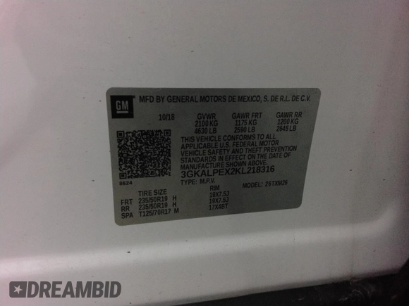 2019 GMC Terrain SLT with VIN 3GKALPEX2KL218316, listed as a Copart auction lot 42557005 with Not Provided miles and Non Repairable. Bid and sale history available at carsss.com. Image 14.