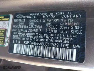 2014 Hyundai Santa Fe Limited with VIN KM8SN4HF3EU043589, listed as a IAAI auction lot 41146688 with 115,361 mi miles. Bid and sale history available at carsss.com. Image 9.