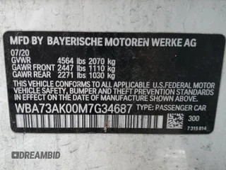 2021 BMW 2 Series 228i xDrive with VIN WBA73AK00M7G34687, listed as a Copart auction lot 43395285 with 34,868 mi miles and Salvage Title. Bid and sale history available at carsss.com. Image 12.
