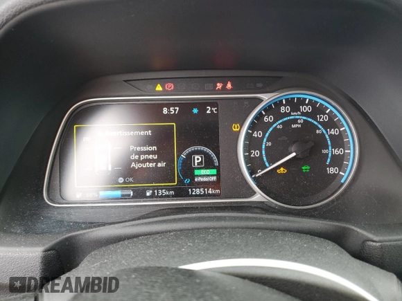 2018 Nissan LEAF S with VIN 1N4AZ1CP4JC305063, listed as a Copart auction lot 49671435 with 128,514 mi miles and Salvage Title. Bid and sale history available at DreamBid. Image 9.