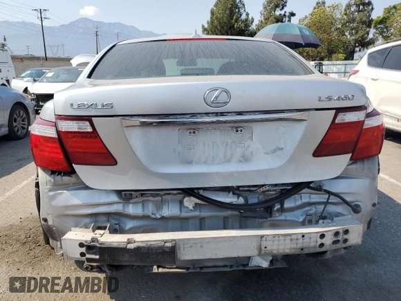 2008 Lexus LS 460 with VIN JTHBL46FX85082710, listed as a Copart auction lot 64857025 with 124,531 mi miles and Salvage title. Bid and sale history available at DreamBid. Image 6.
