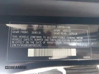 2008 Volvo S80 3.2L with VIN YV1AS982881065283, listed as a IAAI auction lot 42556767 with 152,728 mi miles and . Bid and sale history available at DreamBid. Image 9.