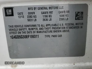 2014 Buick LaCrosse Premium I with VIN 1G4GD5G30EF199311, listed as a Copart auction lot 70512854 with 165,031 mi miles and Salvage Title. Bid and sale history available at carsss.com. Image 12.
