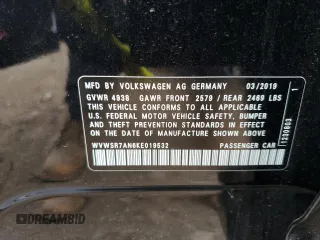 2019 Volkswagen Arteon SEL R-Line z VIN WVWSR7AN6KE019532, wystawiony jako Copart lot #64390774 z przebiegiem 41 362 mil mil oraz Szkoda całkowita • Salvage title. Historia ofert i sprzedaży dostępna na DreamBid. Obrazek 12.