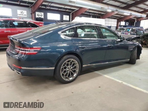 2021 Genesis G80 2.5T with VIN KMTGB4SC7MU045573, listed as a Copart auction lot 89157355 with 33,535 mi miles and Salvage Title. Bid and sale history available at DreamBid. Image 3.