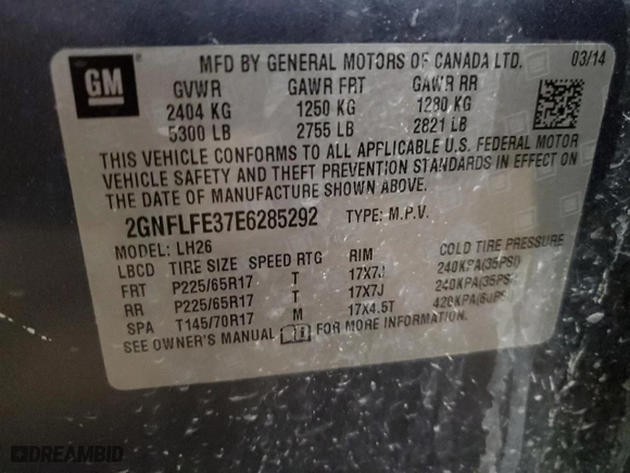 2014 Chevrolet Equinox LT with VIN 2GNFLFE37E6285292, listed as a Copart auction lot 49248995 with 94,166 mi miles and Salvage Title. Bid and sale history available at carsss.com. Image 15.