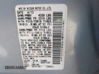 2013 Nissan Rogue S with VIN JN8AS5MT4DW022784, listed as a IAAI auction lot 41981279 with 112,404 mi miles. Bid and sale history available at carsss.com. Image 9.