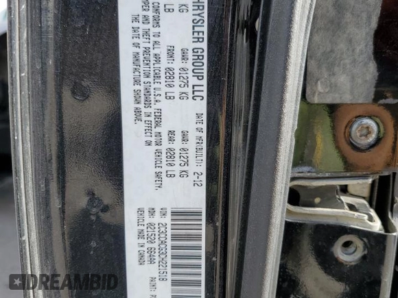 2012 Chrysler 300 Limited with VIN 2C3CCACG3CH221518, listed as a Copart auction lot 85804844 with 164,851 mi miles and Salvage Title. Bid and sale history available at carsss.com. Image 12.