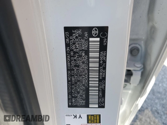 2023 Toyota Prius LE z VIN JTDACAAUXP3013799, wystawiony jako Copart lot #54194645 z przebiegiem 29 390 mil mil oraz Szkoda całkowita • Salvage title. Historia ofert i sprzedaży dostępna na DreamBid. Obrazek 12.