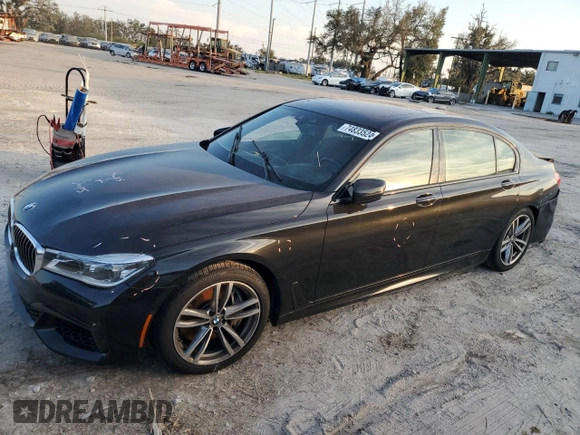 2018 BMW 7 Series 750i with VIN WBA7F0C5XJGM22674, listed as a Copart auction lot 74833524 with 0 mi miles and Salvage Title. Bid and sale history available at carsss.com. Image 1.