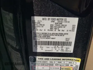 2013 Ford F-150 XL z VIN 1FTFW1ET4DKF14607, wystawiony jako Copart lot #65512165 z przebiegiem 172 768 mil mil oraz Czysty tytuł • Clean title. Historia ofert i sprzedaży dostępna na DreamBid. Obrazek 12.