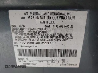 2012 Mazda 6 i Touring with VIN 1YVHZ8DH6C5M38272, listed as a IAAI auction lot 42167793 with 133,625 mi miles and . Bid and sale history available at DreamBid. Image 9.
