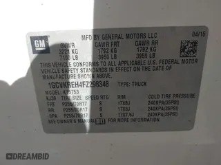 2015 Chevrolet Silverado 1500 LT with VIN 1GCVKREH4FZ298348, listed as a IAAI auction lot 41766562 with 102,749 mi miles. Bid and sale history available at carsss.com. Image 9.
