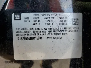2017 Chevrolet Volt LT with VIN 1G1RA6S58HU115801, listed as a Copart auction lot 69377382 with 101,554 mi miles. Bid and sale history available at carsss.com. Image 15.