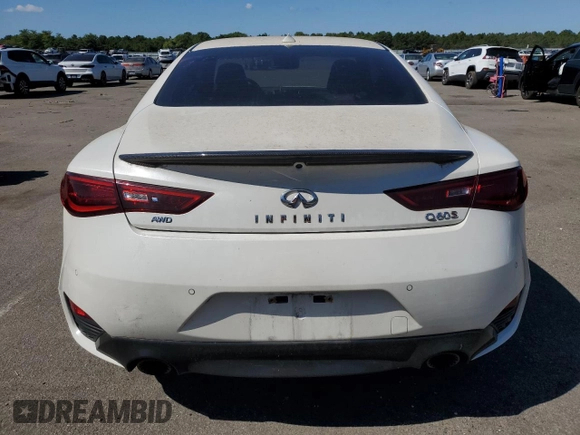 2021 Infiniti Q60 Red Sport 400 with VIN JN1FV7LL3MM560753, listed as a Copart auction lot 69859814 with 38,625 mi miles and Salvage title. Bid and sale history available at DreamBid. Image 6.