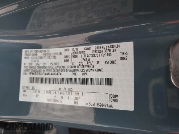 2021 Ford Bronco with VIN 1FMEE5DP4MLA90474, listed as a Copart auction lot 42542495 with 26,674 mi miles and Salvage Title. Bid and sale history available at DreamBid. Image 12.