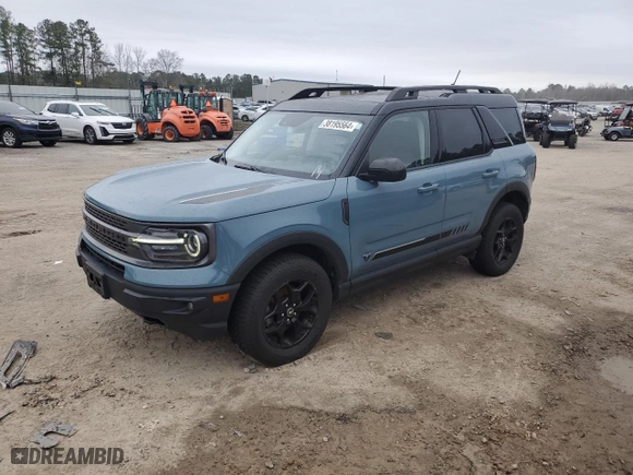 2021 Ford Bronco Sport First Edition with VIN 3FMCR9F94MRA28656, listed as a Copart auction lot 38195564 with 73,851 mi miles. Bid and sale history available at carsss.com. Image 1.